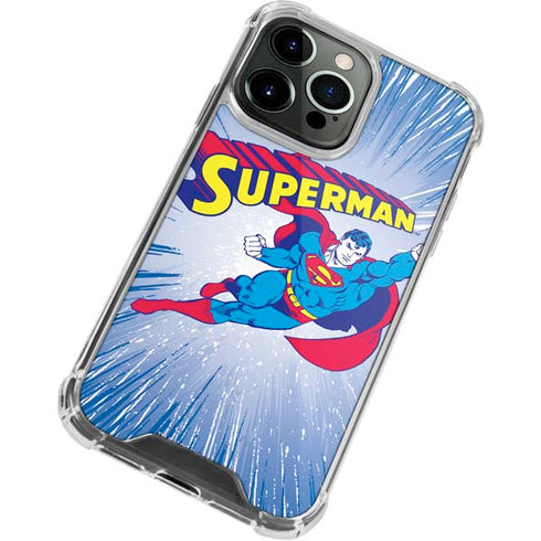DC Comics Superman Vintage Action Pose iPhone 14 Pro Clear Case